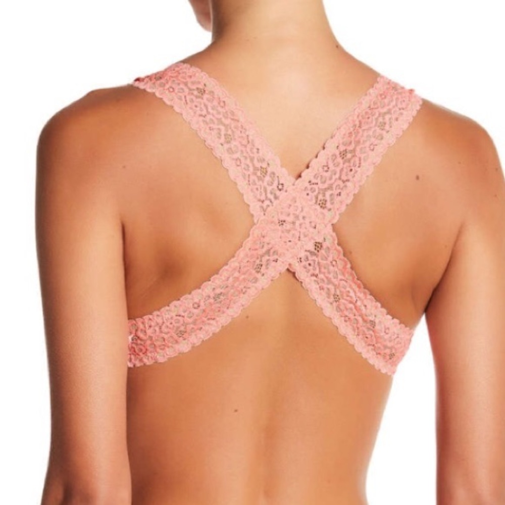 Free People Pink and Nude Lace Cross Back Bralette